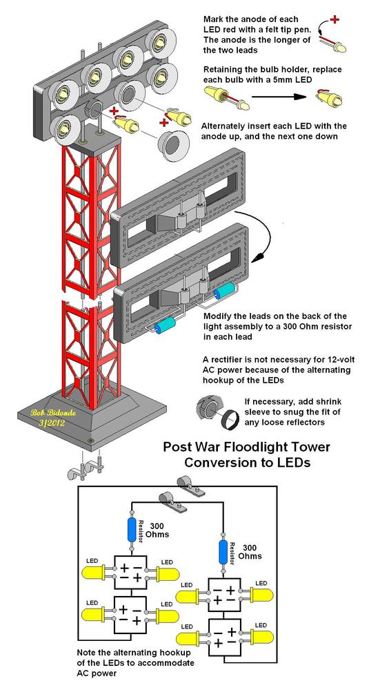 Floodlight Tower LED Conversion | O Gauge Railroading On ... lionel train wiring diagram 